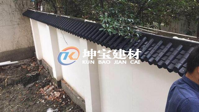 青灰色仿古建筑一體瓦裝飾雙流城區文化墻面圍墻瓦