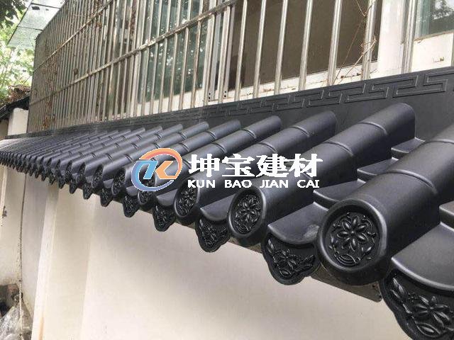 青灰色仿古建筑一體瓦裝飾雙流城區文化墻面圍墻瓦
